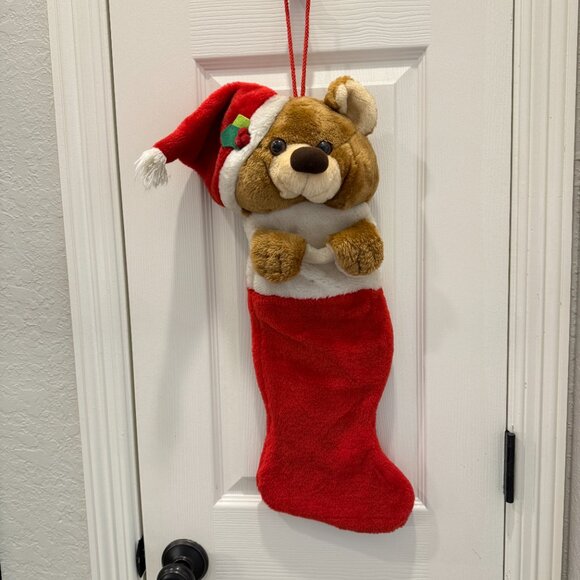 🎄3/$20‼️Vintage 3D Teddy Bear Christmas Stocking - Picture 8 of 12